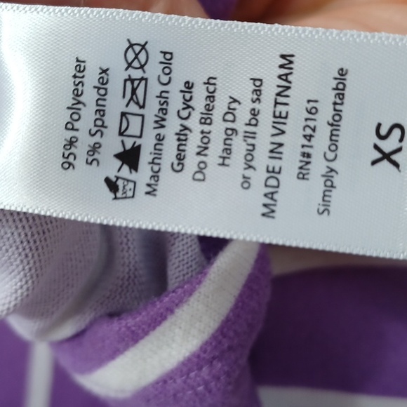 LuLaRoe Purple Cardigan with Pink Hearts & White Stripes, Light Sweater Jacket - Picture 8 of 9